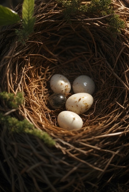 photo œuf de nid d'oiseau dans l'arbre