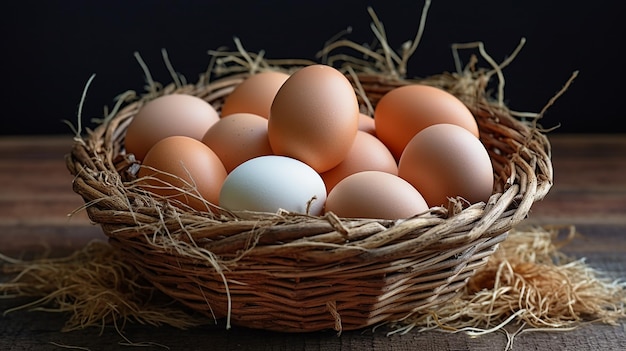 Photo d'œufs de poule bio frais