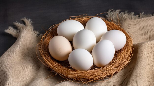 Photo d'œufs de poule bio frais