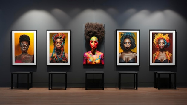 Une photo d'œuvres d'art multiculturelles contribuant à la diversité d'une galerie
