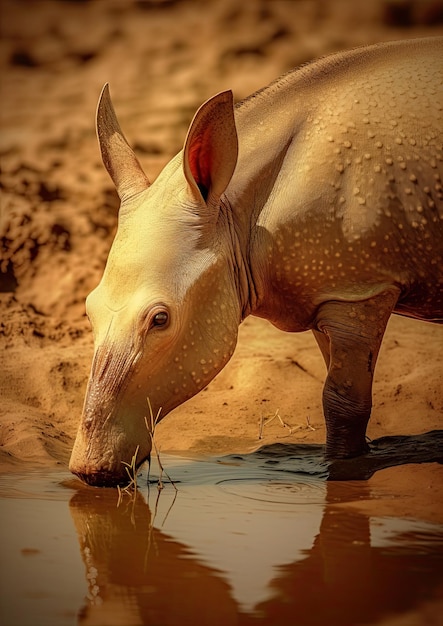 Photo d'un oryctérope profitant d'un point d'eau 7