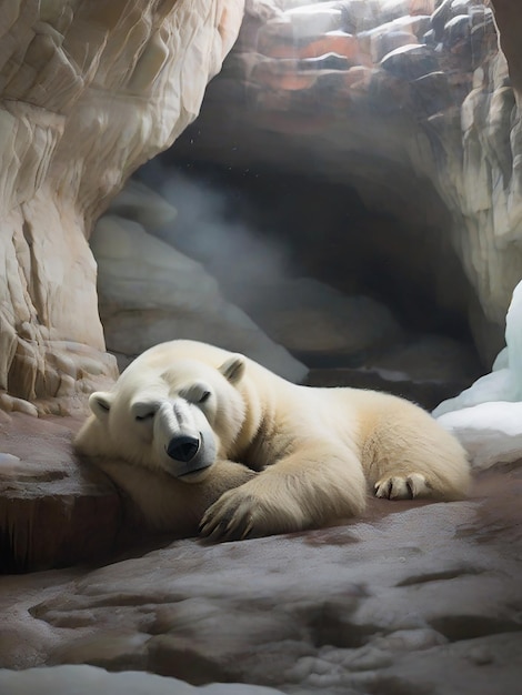 Photo une photo d'un ours polaire dans la grotte