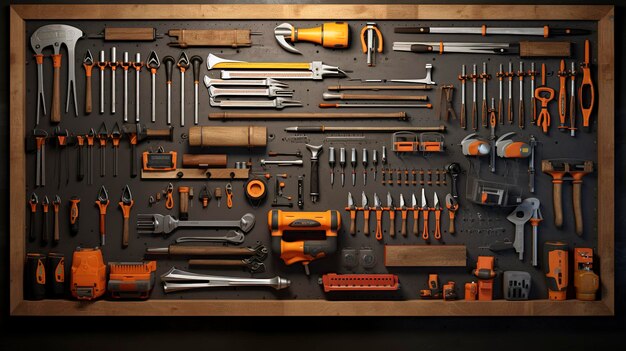 Une photo d'outils de construction bien organisés