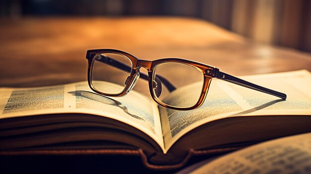 Une photo d'une paire de lunettes de lecture sur un livre ouvert