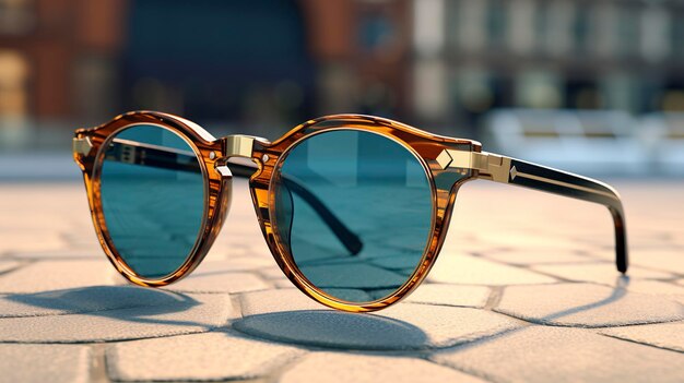 Une photo d'une paire de lunettes de soleil à cadre rond à la mode
