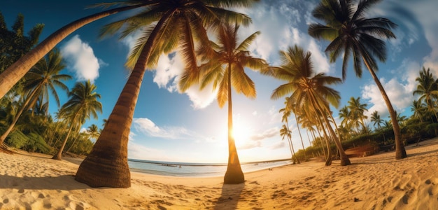 Une photo de palmiers sur une plage