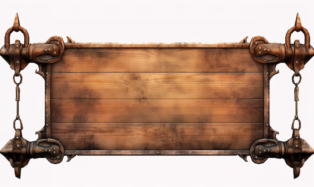 photo d'un panneau en bois marron accroché sur un fond blanc
