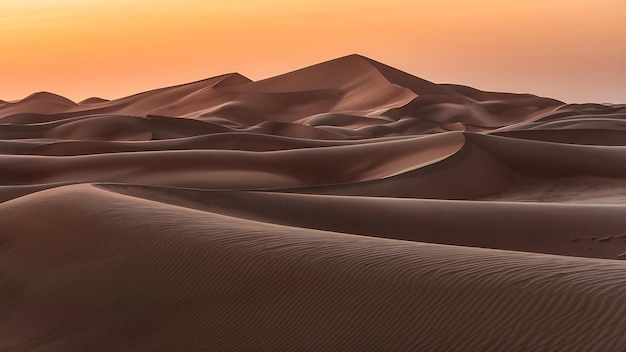 Une photo panoramique des dunes d'Erg Chebbi dans le désert du Sahara au Maroc