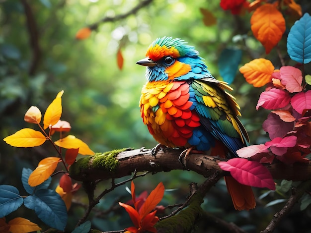 photo panoramique naturelle avec de petits oiseaux drôles et des poussins assis sur une branche dans le jardin d'été