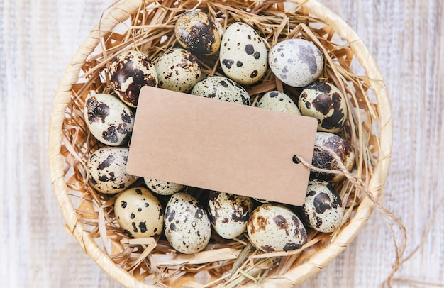 Photo de Pâques. Joyeuses Pâques. Œufs Mise au point sélective.