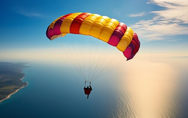 Photo d'un parachute survolant la mer