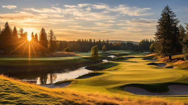 Une photo d'un parcours de golf bien éclairé