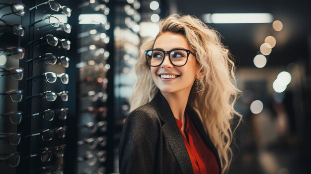 Photo une photo d'un patient choisissant des lunettes à la mode