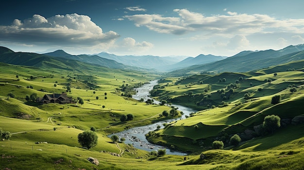 Photo paysage de campagne serein