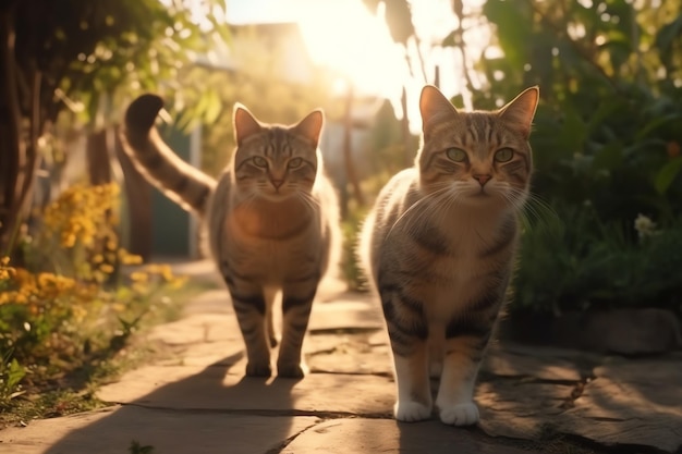 Photo de paysage de chats au jardin