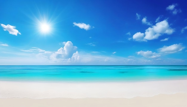 Photo paysage d'été d'une journée ensoleillée sur la plage avec des vagues du modèle d'été de couleurs marines c