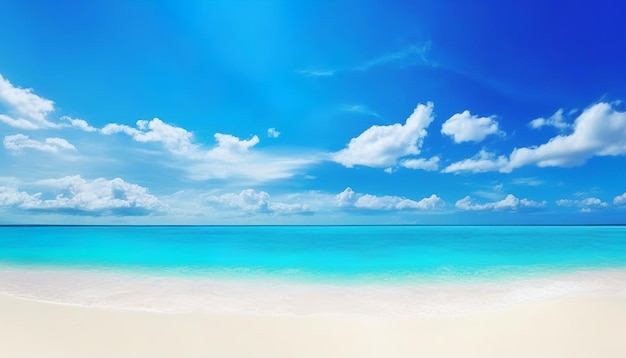 Photo paysage d'été d'une journée ensoleillée sur la plage avec des vagues du modèle d'été de couleurs marines c