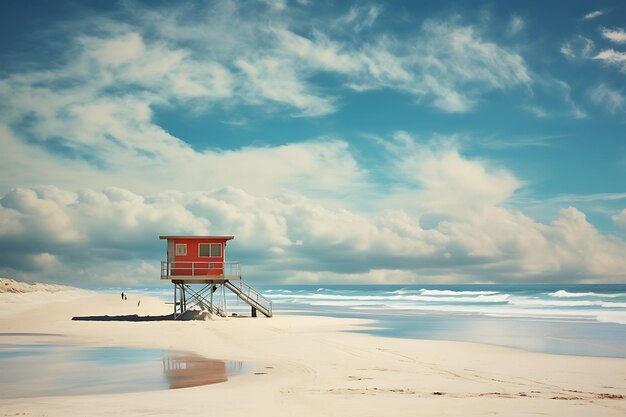 Photo de paysage de plage au point sur la beauté du bord de mer