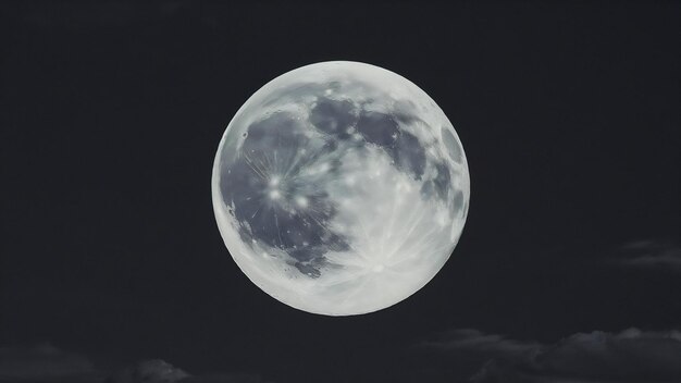 Une photo de paysage d'une pleine lune blanche avec une couleur noire en arrière-plan