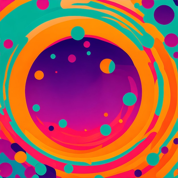 Photo d'une peinture abstraite avec des cercles et des points