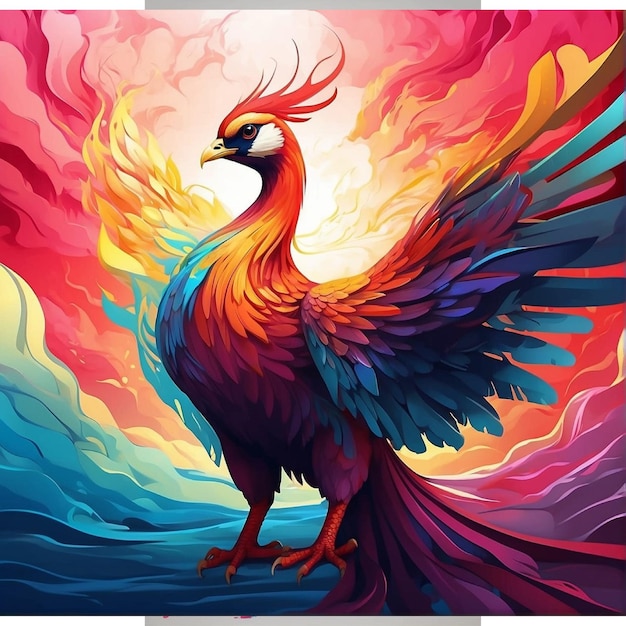 Photo une peinture colorée d'un phénix