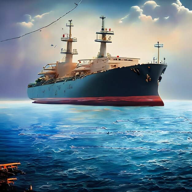 Photo peinture d'un grand navire dans l'océan générative ai