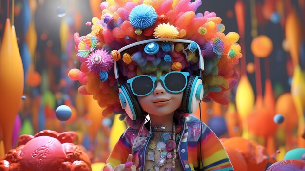 Une photo d'un personnage 3D à un festival de musique