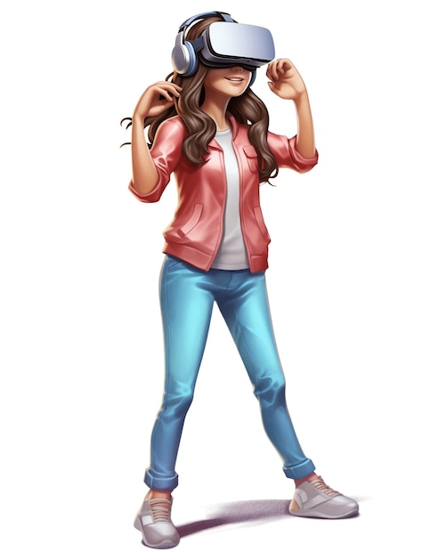 Photo de personnage 3d avec des lunettes de réalité virtuelle générative ai