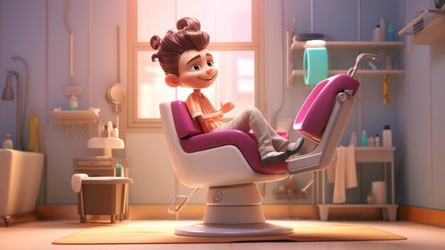 Une photo d'un personnage 3D qui se coupe les cheveux