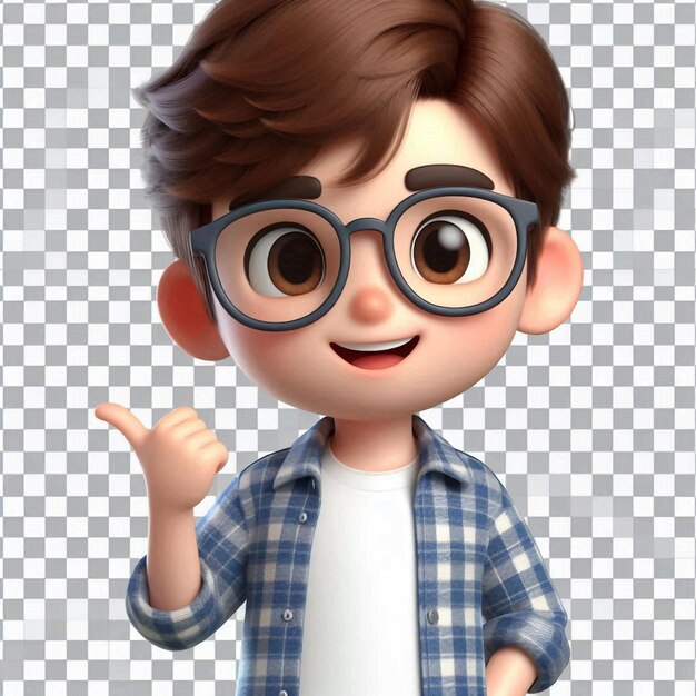 une photo d'un personnage de dessin animé avec des lunettes et une chemise qui dit qu'il pointe