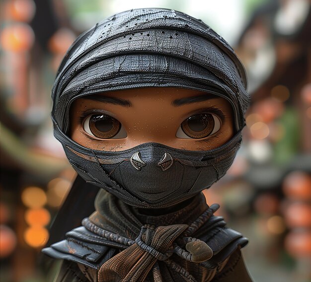 Photo une photo d'un personnage de dessin animé mini ninja