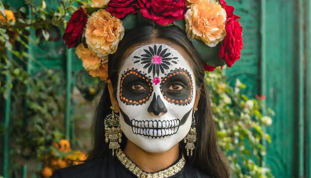 photo personnage mexicain représentatif du jour des morts générée par AI