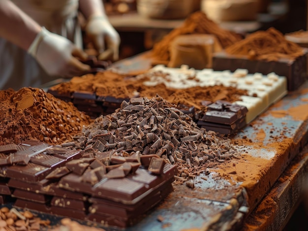 Photo une photo d'une personne faisant du chocolat