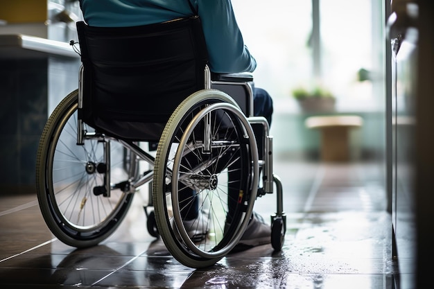 Une photo d'une personne à mobilité limitée utilisant le Shampoo Cap dans son fauteuil roulant