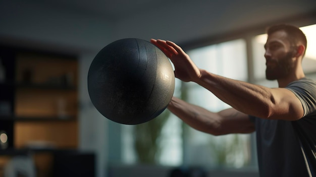 Une photo d’une personne utilisant un médecine-ball