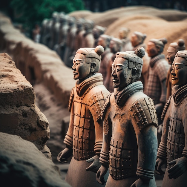 Photo de personnes devant l'armée de terre cuite en Chine