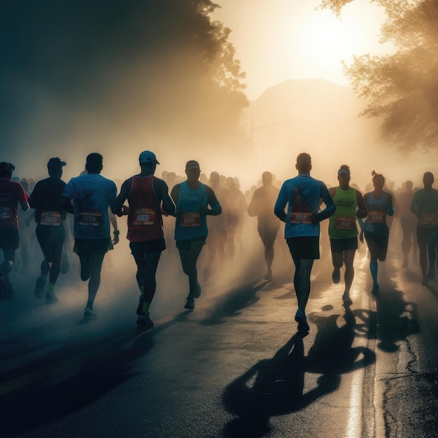 Photo de personnes participant à une course de marathon