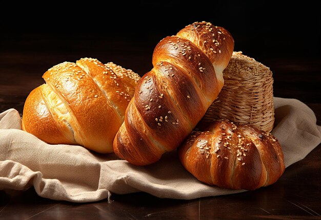 Photo de petits pains aux graines de sésame pour pains burger pain au blé et graines de sésame