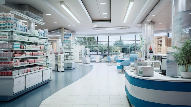 Photo une photo d'une pharmacie d'hôpital sans clients