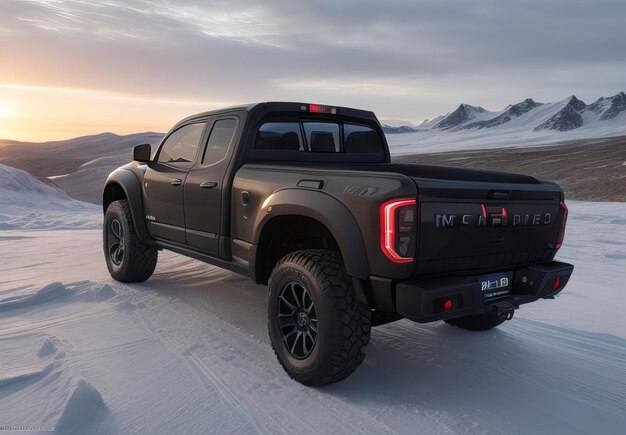 Photo photo d'un pick-up futuriste et moderne dans le paysage