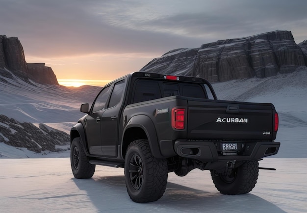 Photo photo d'un pick-up futuriste et moderne dans le paysage