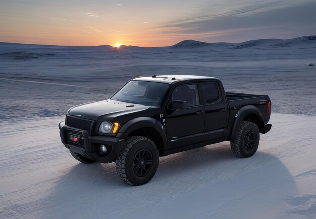 Photo photo d'un pick-up futuriste et moderne dans le paysage