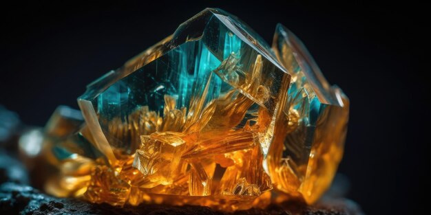 Photo de la pierre minérale de topaz en gros plan macro génératif ai