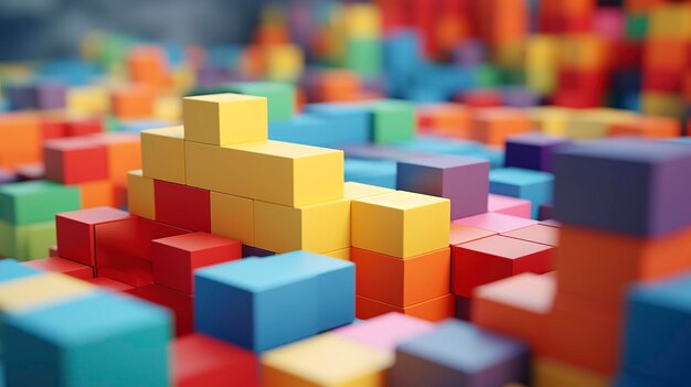 Une photo d'une pile de blocs de construction colorés