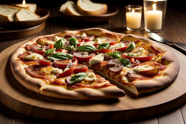Photo d'une pizza au levain avec un supplément de mozzarella
