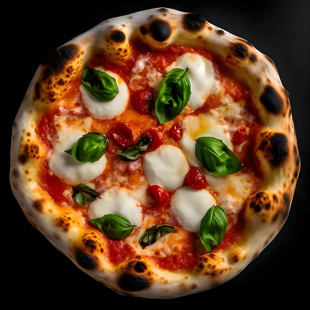 Photo de pizza sur planche de bois et vue de dessus de table