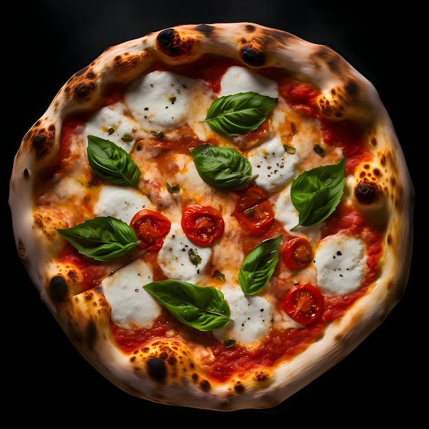 Photo de pizza sur planche de bois et vue de dessus de table