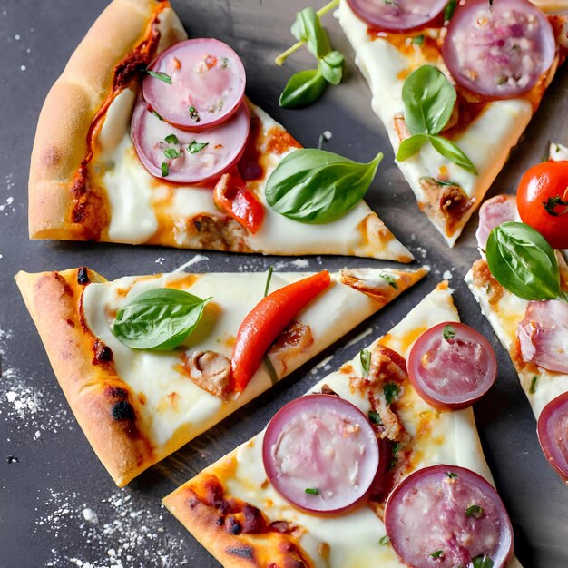 photo pizza remplie de tomates, salami et olives pizza au fromage