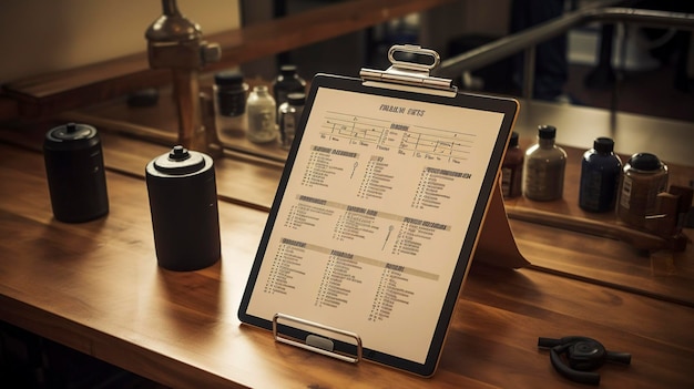 photo d'un plan d'entraînement personnalisé affiché sur un clipboard