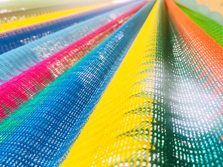 Photo une photo en plein cadre d'un tissu coloré